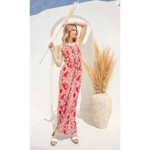 She + Sky - Smocked Tube Jumpsuit w/Waist Tie - Small